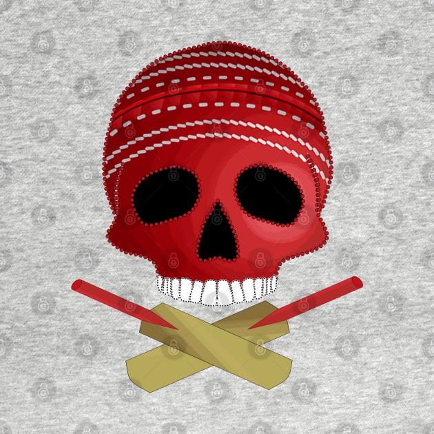 Cricket Ball Skull and Crossed Cricket Bats by Nuletto